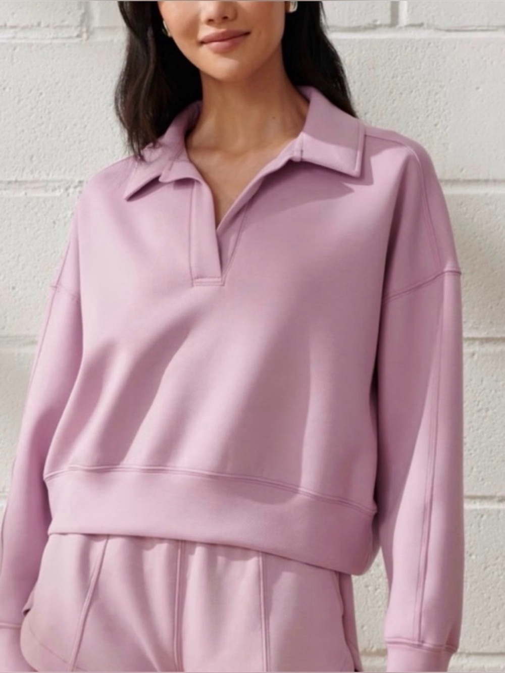 Abercrombie & Fitch Your Personal Best YPB Cropped Polo Pullover in Dusty Rose
